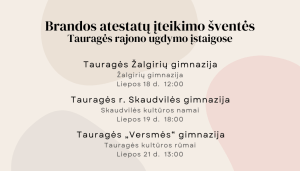 Brandos atestatų švenčių tvarkaraštis 2023 metais