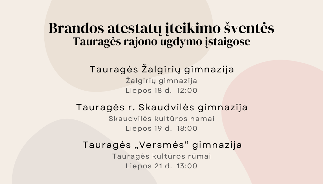 Brandos atestatų švenčių tvarkaraštis 2023 metais