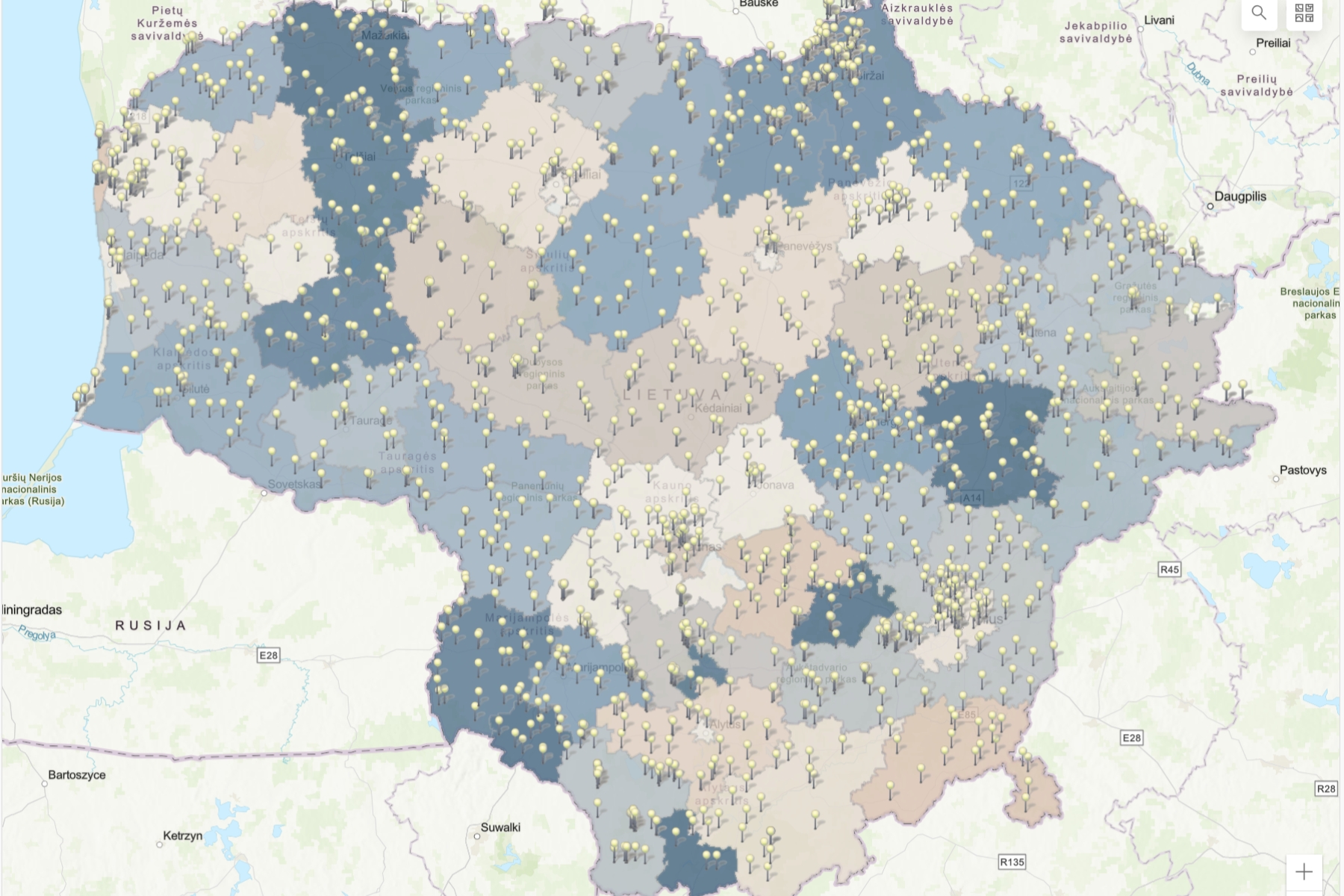 Lietuvos miškų medienos užterštumo 137Cs žemėlapis – 2017–2024 metų tyrimai