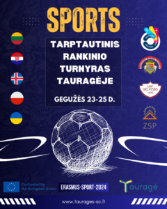 Tarptautiniam rankinio turnyrui skirtas plakatas