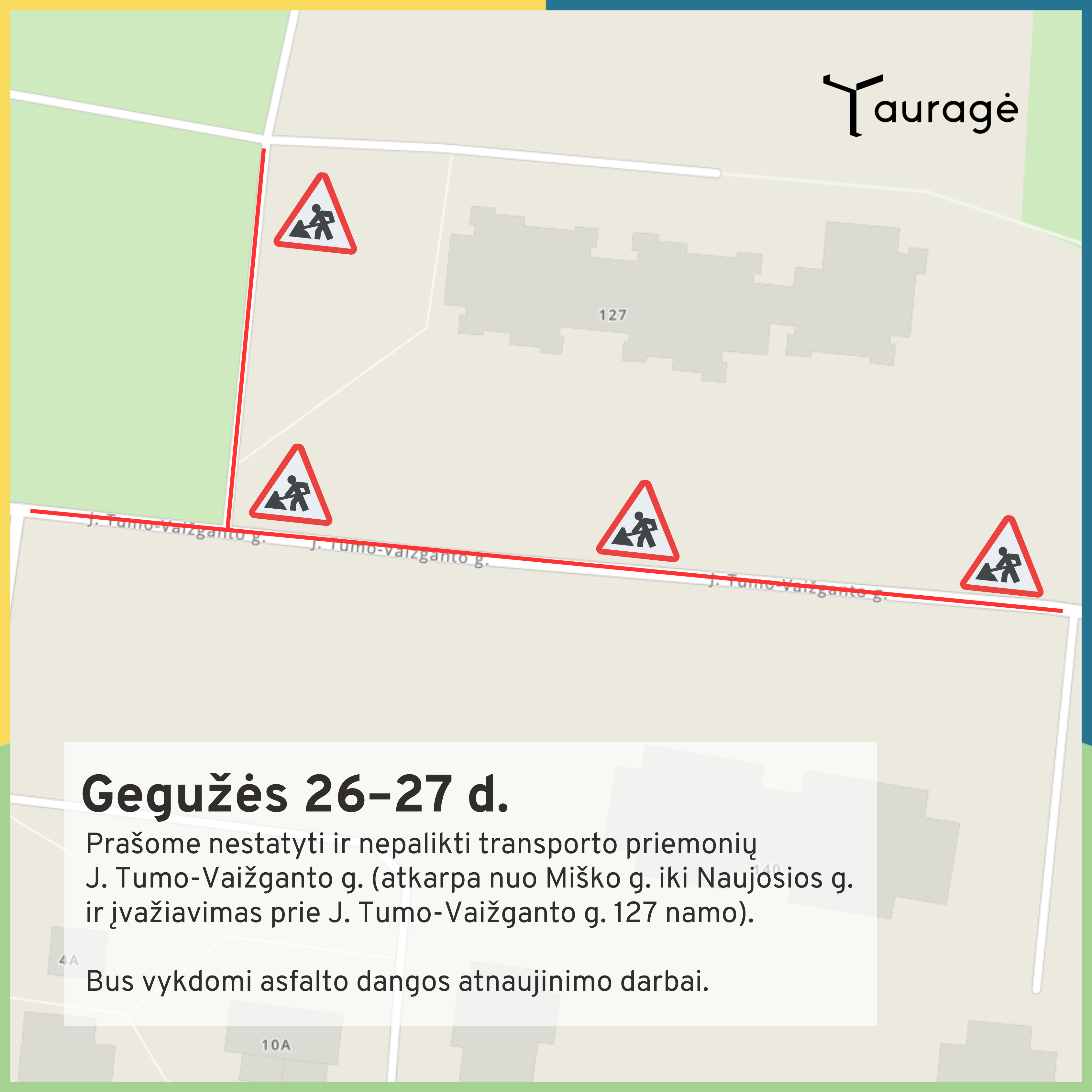 Pažymėta, kurioje vietose vyks asfalto dangos darbai