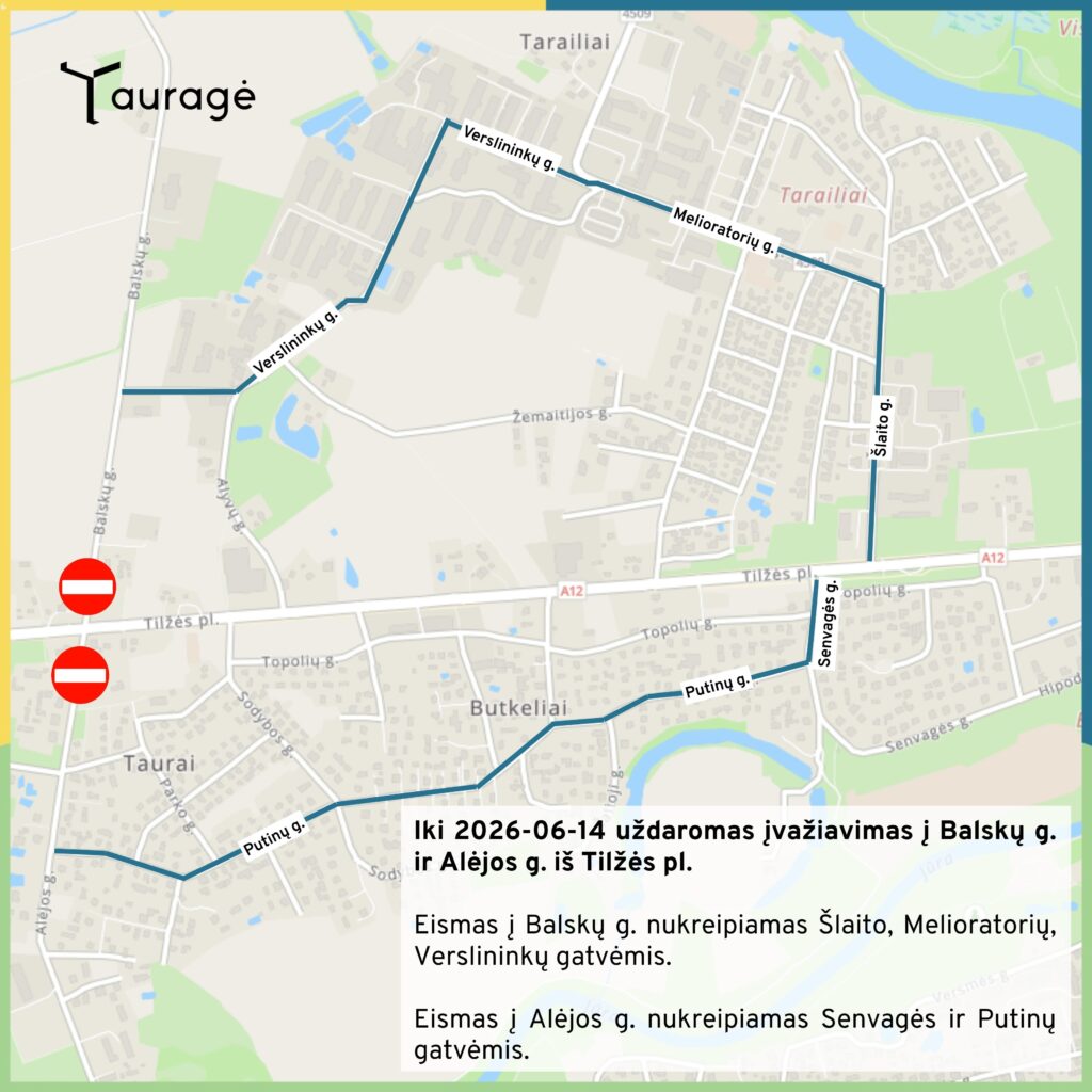 A12 šosejas remonts Tauragē: Iebraukšanas ierobežojumi līdz 2026. gadam